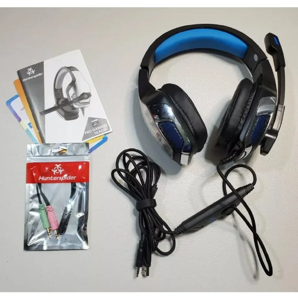 Hunterspider V-4 Pro Gaming Headset 3.5mm 4 Pin for Computers, PS4, Xbox One
